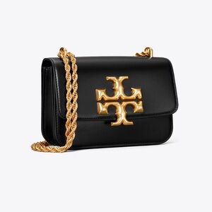 Tory Burch Eleanor Black Small Crossbody Bag with Gold Chain Retail $648